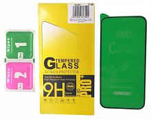 Защитное стекло для iPhone 12, 12 Pro, керамическое, 0.4мм, глянцевое, полный клей, чёрное от интернет магазина z-market.by