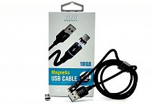Магнитный USB кабель JL-M077 PROFIT, 2.4A, 1 метр, Micro USB, черный в коробке от интернет магазина z-market.by