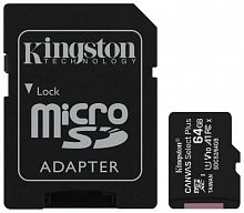 Карта памяти MicroSD 64Gb Kingston SDCS2/64GB Memory Card UHS-I 80MB/s Class10 + SD Adapter от интернет магазина z-market.by