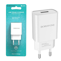 Блок питания сетевой 1 USB Borofone BA20A, 2100mA, белый от интернет магазина z-market.by