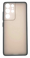 Чехол для Samsung Galaxy S21 ULTRA, G998 матовый с цветной рамкой, черный от интернет магазина z-market.by