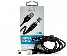 Магнитный USB кабель JL-M077 PROFIT, 2.4A, 1 метр, TYPE-C, черный в коробке