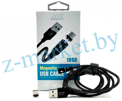 Магнитный USB кабель JL-M077 PROFIT, 2.4A, 1 метр, TYPE-C, черный в коробке в Гомеле, Минске, Могилеве, Витебске.