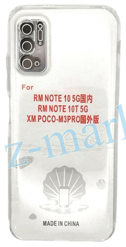 Чехол для Xiaomi Redmi Note 10 5G, Note 10T 5G, Poco M3 Pro силиконовый прозрачный с закрыми камерой в Гомеле, Минске, Могилеве, Витебске.