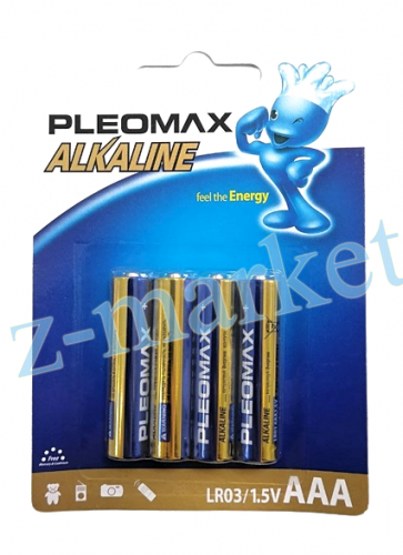 Элементы питания AAA Pleomax R03-4BL, упаковка 4 штуки в Гомеле, Минске, Могилеве, Витебске.