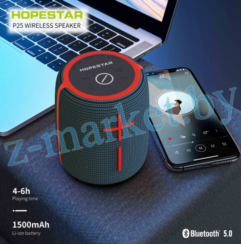 Колонка портативная Hopestar, P25, пластик, Bluetooth 5.0, MP3, USB, AUX, FM, microSD, цвет: синий в Гомеле, Минске, Могилеве, Витебске. фото 3