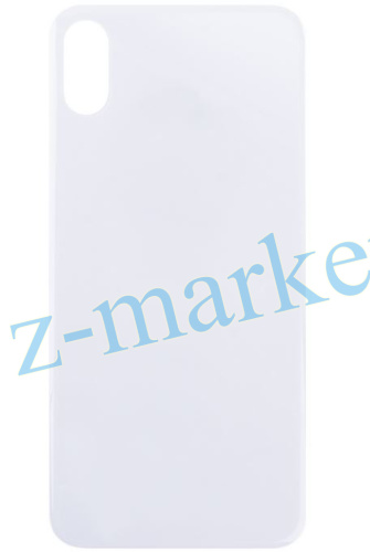 Задняя крышка для iPhone X Белый (стекло, широкий вырез под камеру, логотип) - Премиум. в Гомеле, Минске, Могилеве, Витебске.