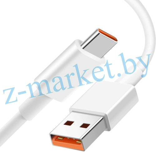 Кабель USB-Type-C для Xiaomi (6A, 120W, чип Turbo Charger) (тех.упак.) Белый в Гомеле, Минске, Могилеве, Витебске.