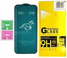 Защитное стекло для iPhone 12 Pro Max (6.7), HORSE, 0.4 мм, черное от интернет магазина z-market.by