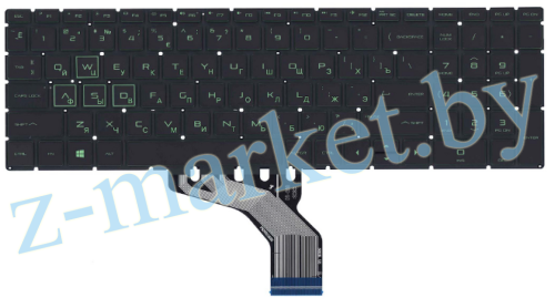 Клавиатура HP Pavilion Gaming 15-CX, 16-a0000, 17-CD0000, черная с зеленой подсветкой в Гомеле, Минске, Могилеве, Витебске.