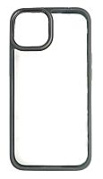 Чехол для iPhone 13, 14 Profit Bright series прозрачный с цветной рамкой, черный от интернет магазина z-market.by