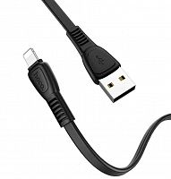 USB-кабель HOCO X40 Noah Lightning 8pin для iPhone, 1 метр, 2.4A, ПВХ, плоский, чёрный от интернет магазина z-market.by