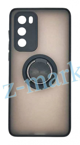 Чехол для Huawei P40 матовый с цветной рамкой, черный, держатель под палец, магнит в Гомеле, Минске, Могилеве, Витебске.