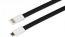 USB кабель microUSB, плоский силиконовый шнур, черный REXANT от интернет магазина z-market.by