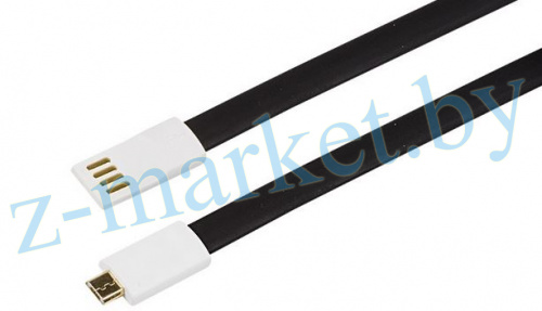 USB кабель microUSB, плоский силиконовый шнур, черный REXANT в Гомеле, Минске, Могилеве, Витебске.