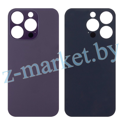 Задняя крышка для iPhone 14 Pro Темно-фиолетовый (стекло, широкий вырез под камеру, логотип). в Гомеле, Минске, Могилеве, Витебске.