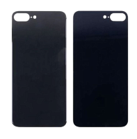 Задняя крышка для iPhone 8 Plus Черный (стекло, широкий вырез под камеру, логотип) - Премиум. от интернет магазина z-market.by