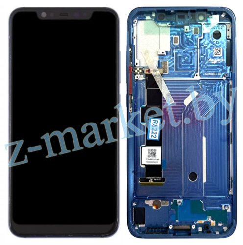Модуль для Xiaomi Mi 8 (M1803E1A0) - Сервисный, (дисплей с тачскрином в раме), голубой в Гомеле, Минске, Могилеве, Витебске.