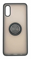 Чехол для Samsung A02, A022, M02 матовый с цветн рамкой, черный, держатель под палец, магнит от интернет магазина z-market.by