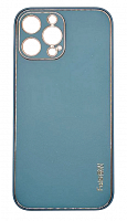 Чехол для iPhone 13 Pro Max, экокожа, матовый, синий от интернет магазина z-market.by