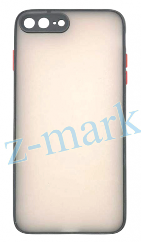 Чехол для iPhone 7 Plus, 8 Plus матовый с цветной рамкой, цвет 3 (черный) с защитой камеры в Гомеле, Минске, Могилеве, Витебске.