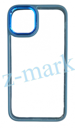 Чехол для iPhone 11 прозрачный с цветной рамкой, синий в Гомеле, Минске, Могилеве, Витебске.
