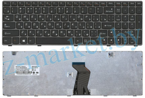 Клавиатура Lenovo Z580 G580 B580 G585 G780 V580 Z585 Черная с серой рамкой в Гомеле, Минске, Могилеве, Витебске.