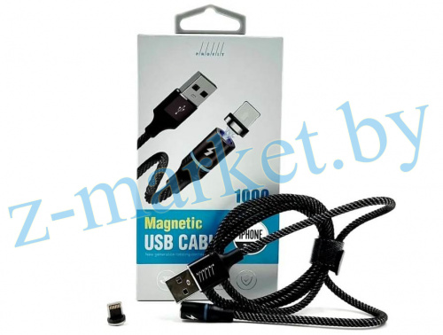 Магнитный USB кабель JL-M077 PROFIT, 2.4A, 1 метр, iPh lightning, черный в коробке в Гомеле, Минске, Могилеве, Витебске.