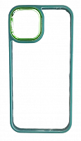 Чехол для iPhone 12, 12 Pro прозрачный с цветной рамкой, зеленый от интернет магазина z-market.by