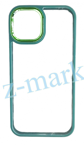 Чехол для iPhone 12, 12 Pro прозрачный с цветной рамкой, зеленый в Гомеле, Минске, Могилеве, Витебске.