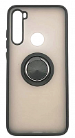 Чехол для Xiaomi Redmi Note 8T матовый с цветной рамкой, чёрный, держатель под палец, магнит от интернет магазина z-market.by