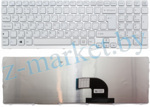 Клавиатура для ноутбука Sony SVE15, SVE17 Белая (белая рамка) RU в Гомеле, Минске, Могилеве, Витебске.