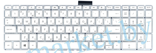 Клавиатура HP 15-BS, 15-BW, 250 G6, 255 G6, 256 G6, 258 G6, 17g-br белая под посветку в Гомеле, Минске, Могилеве, Витебске.