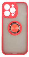 Чехол для iPhone 13 Pro матовый с цветной рамкой, красный, держатель под палец, магнит, CA-22 от интернет магазина z-market.by