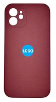 Чехол для iPhone 12 Silicon Case цвет 28 (бордовый) с закрытой камерой и низом от интернет магазина z-market.by
