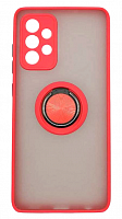 Чехол для Samsung A52, A525, A52S матовый с цветной рамкой, красный, держатель под палец, магнит от интернет магазина z-market.by