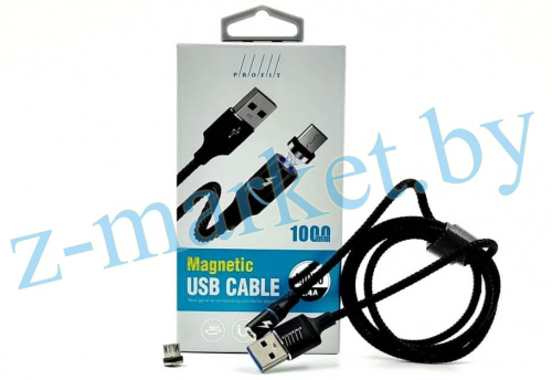 Магнитный USB кабель JL-M077 PROFIT, 2.4A, 1 метр, Micro USB, черный в коробке в Гомеле, Минске, Могилеве, Витебске.