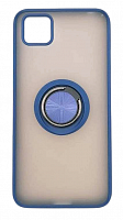 Чехол для Huawei Y5P 2020, Honor 9S матовый с цветной рамкой, синий, держатель под палец, магнит от интернет магазина z-market.by