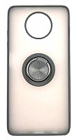 Чехол для Xiaomi Redmi Note 9T матовый с цветной рамкой, чёрный, держатель под палец, магнит от интернет магазина z-market.by