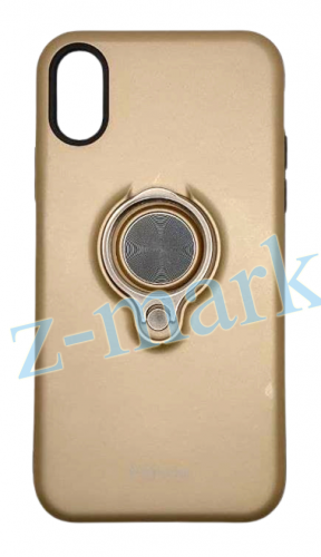 Чехол для iPhone X, XS Ring Case золотой, держатель под палец, магнит в Гомеле, Минске, Могилеве, Витебске.
