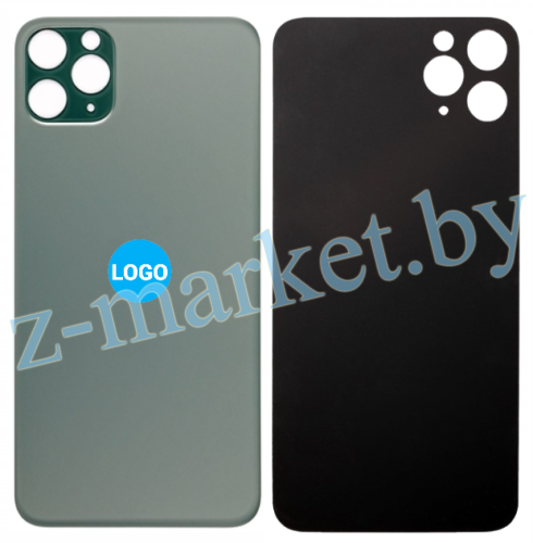 Задняя крышка для iPhone 11 Pro Max Темно-зеленый (стекло, широкий вырез под камеру, лого) - Премиум в Гомеле, Минске, Могилеве, Витебске.