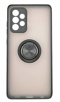 Чехол для Samsung A72, A725 матовый с цветной рамкой, чёрный, держатель под палец, магнит от интернет магазина z-market.by