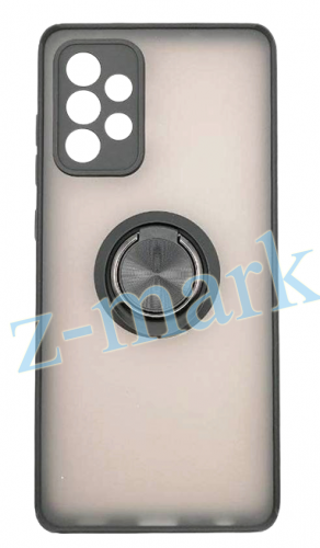 Чехол для Samsung A72, A725 матовый с цветной рамкой, чёрный, держатель под палец, магнит в Гомеле, Минске, Могилеве, Витебске.