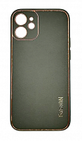 Чехол для iPhone 12 mini, экокожа, матовый, зелёный, серый от интернет магазина z-market.by