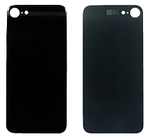 Задняя крышка для iPhone 8 Черный (стекло, широкий вырез под камеру, логотип) - Премиум. от интернет магазина z-market.by