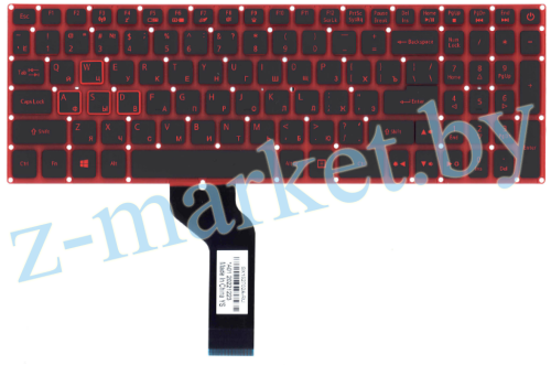Клавиатура Acer Nitro 5 AN515, AN515-51, AN515-52, AN515-53 черная с красной подсветкой в Гомеле, Минске, Могилеве, Витебске.