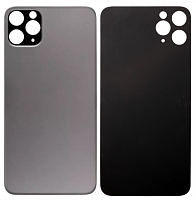 Задняя крышка для iPhone 11 Pro Max Серый (стекло, широкий вырез под камеру, логотип) - Премиум. от интернет магазина z-market.by