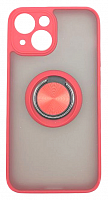 Чехол для iPhone 13 mini матовый с цветной рамкой, красный, держатель под палец, магнит, CA-22 от интернет магазина z-market.by