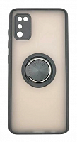 Чехол для Samsung A41, A415 матовый с цветной рамкой, черный, держатель под палец, магнит от интернет магазина z-market.by