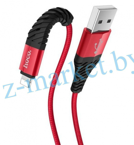USB-кабель HOCO X38 Cool Charging Lightning 8pin для iPhone 2.4A, 1метр, нейлон, красный в Гомеле, Минске, Могилеве, Витебске.